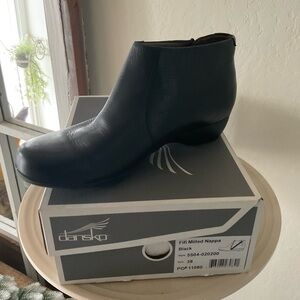 Dansko Black Fifi Milled Nappa Ankle Booties